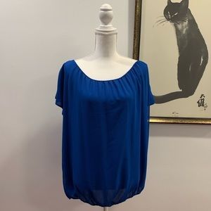 VINCE CAMUTO COBALT BLUE FLUTTER SHORT SLEEVE NWOT